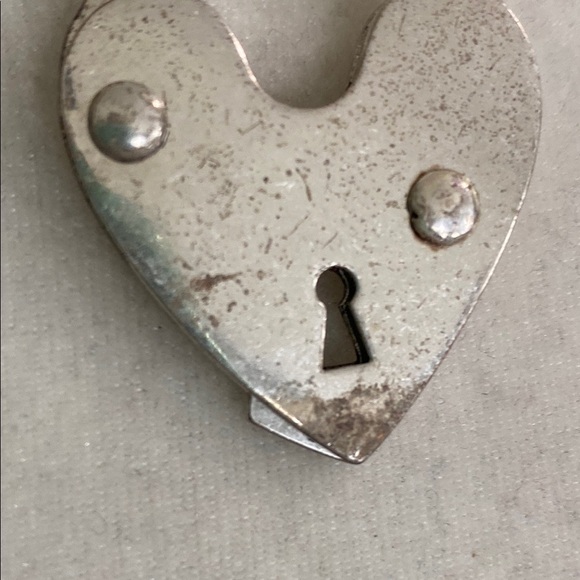 Fossil Silver Heart Padlock Necklace with Keyhole Vintage Bohemian Whimsical - Picture 5 of 13